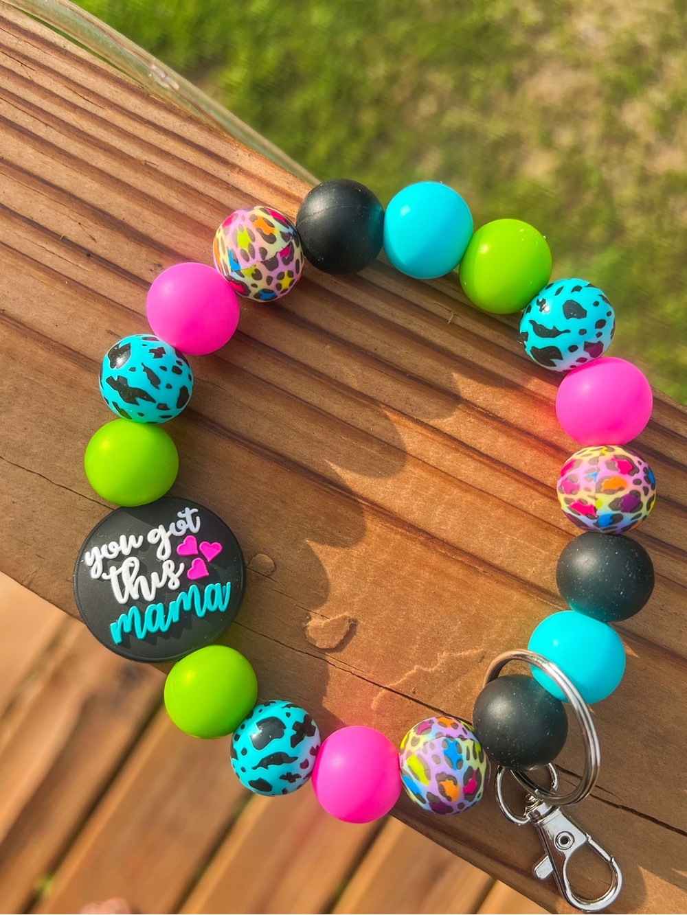 You Got This Mama Colorful Bead Keychain Bracelet